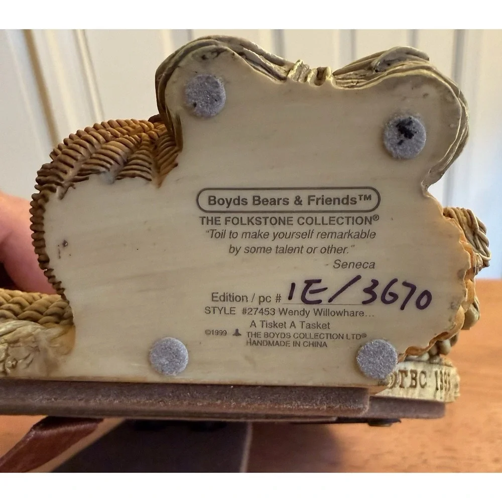 Boyds Bear Folkstones‎ Wendy Willowhare A Tisket A Tasket 1E Picture Frame 27453